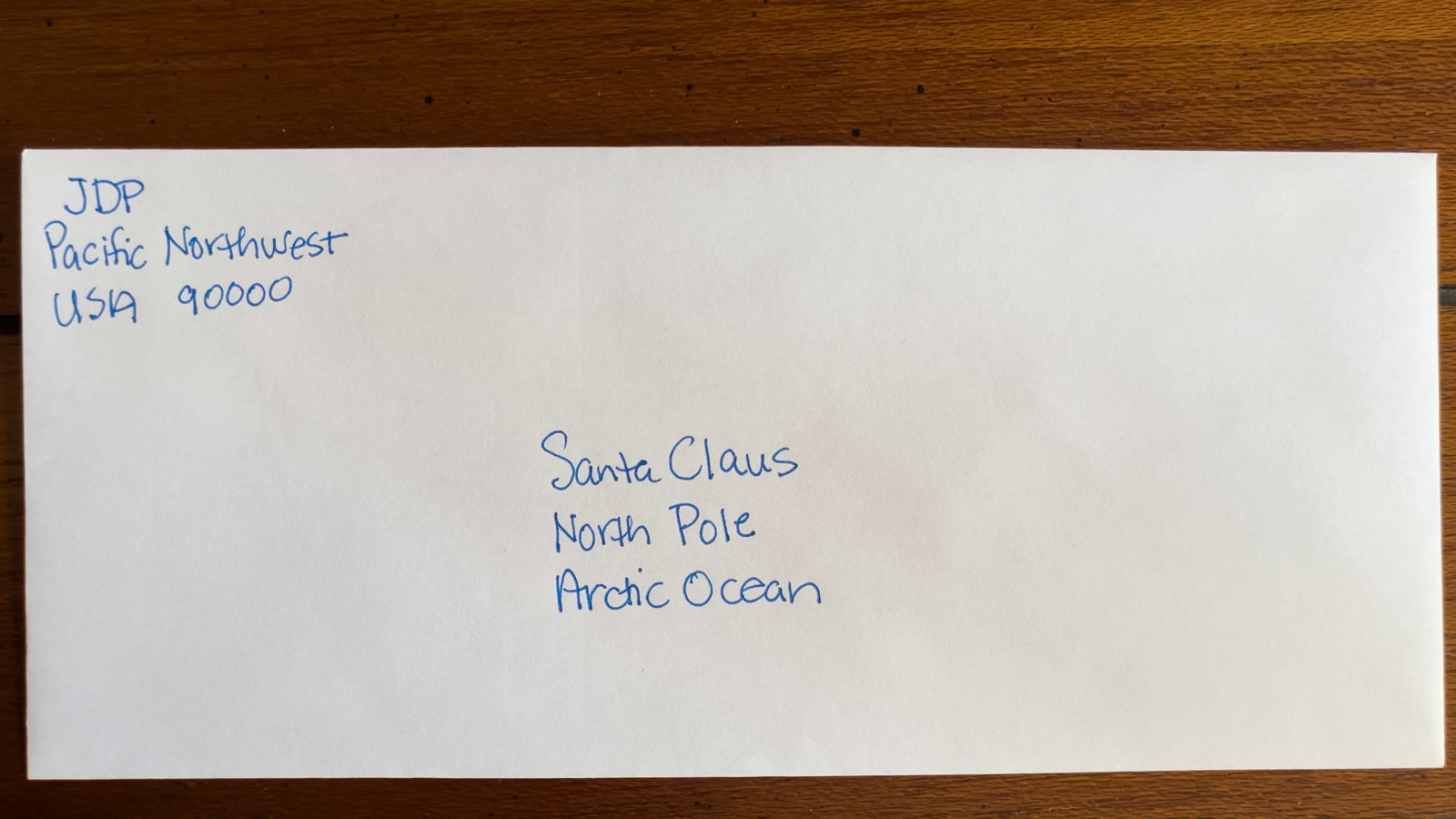 Old-fashioned letter - an envelope addressed to Santa