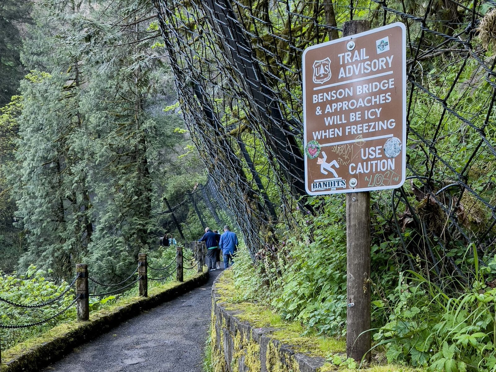 Multnomah Falls Trail Advisory sign