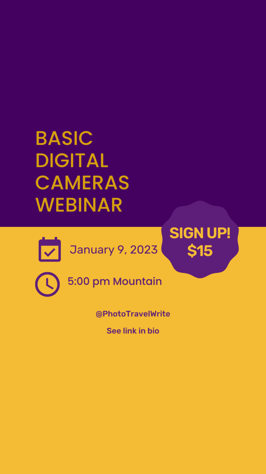 Live online training - Basic Digital Cameras Webinar Sign Up