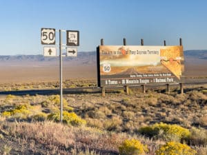 Highway 50 in Nevada - You are in the heart of Pony Express Territory billboard