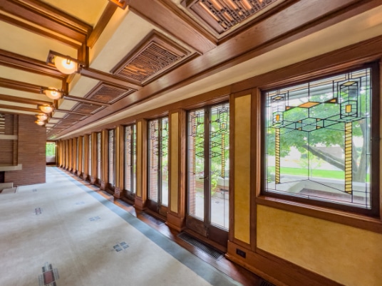 Frank Lloyd Wright's Robie House balcony in Oak Park, Illinois