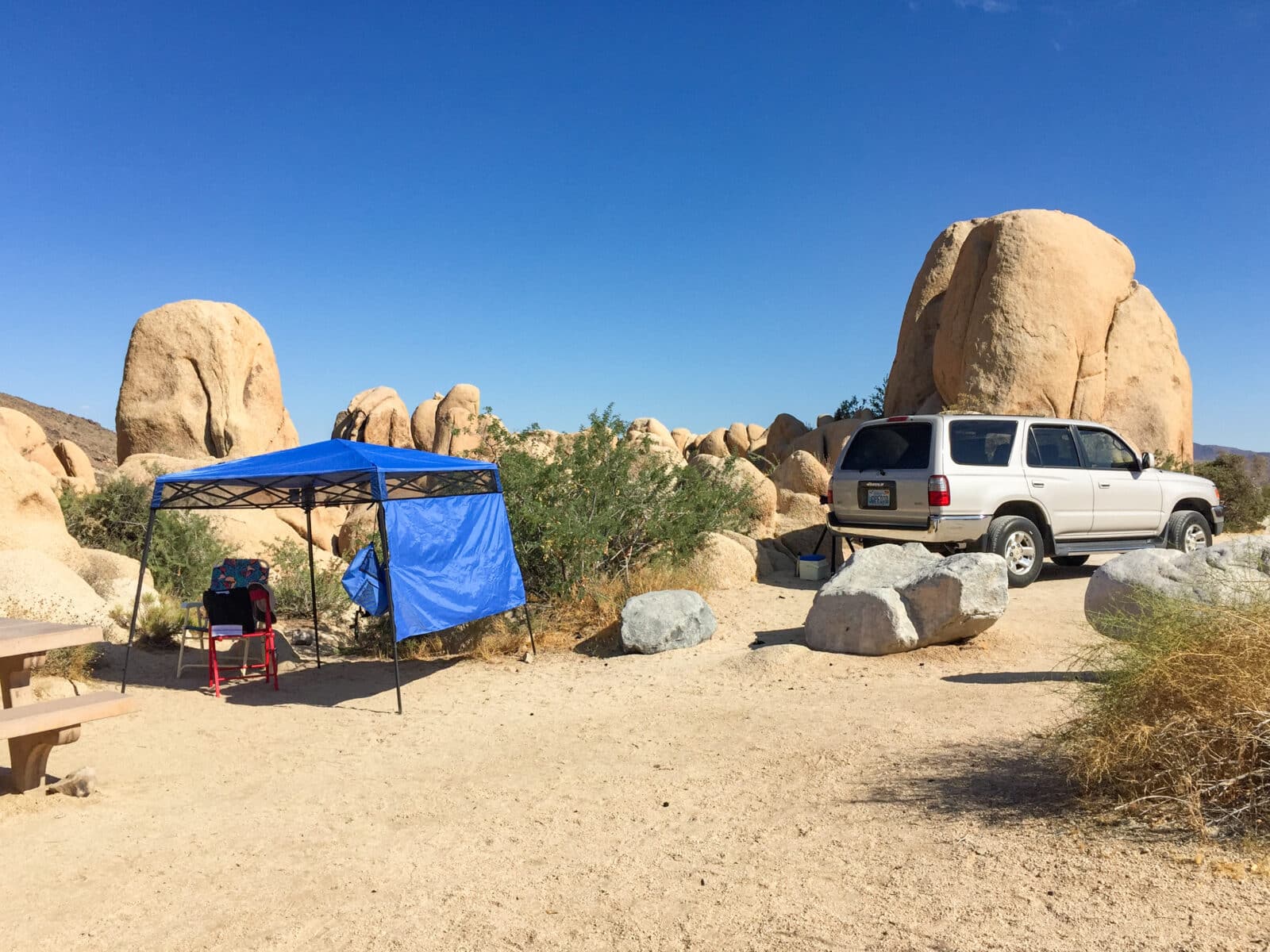 Car camping at Joshua Tree in the afternoon