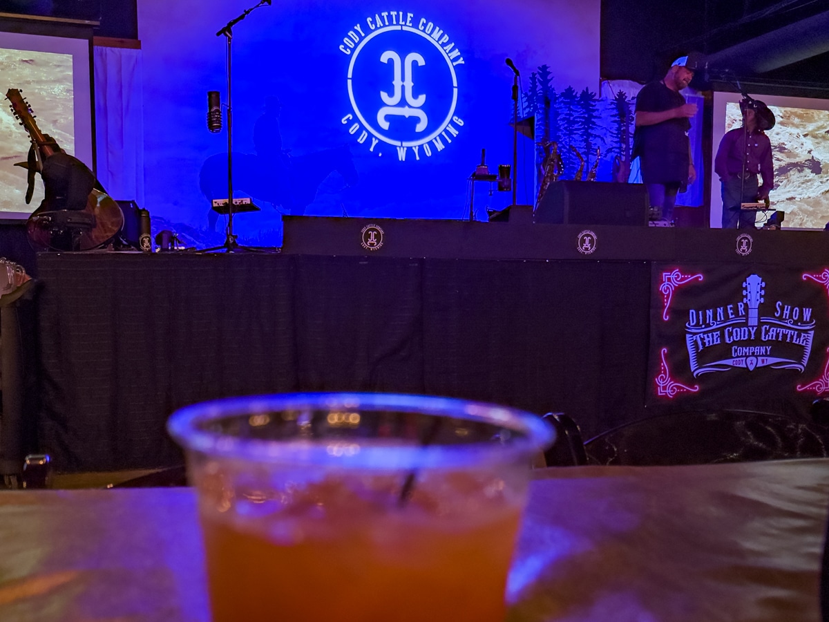 Cody Cattle Company stage with Bloody Mary in foreground.