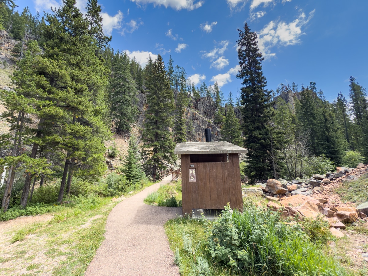 Memorial Falls hiking trail and restroom